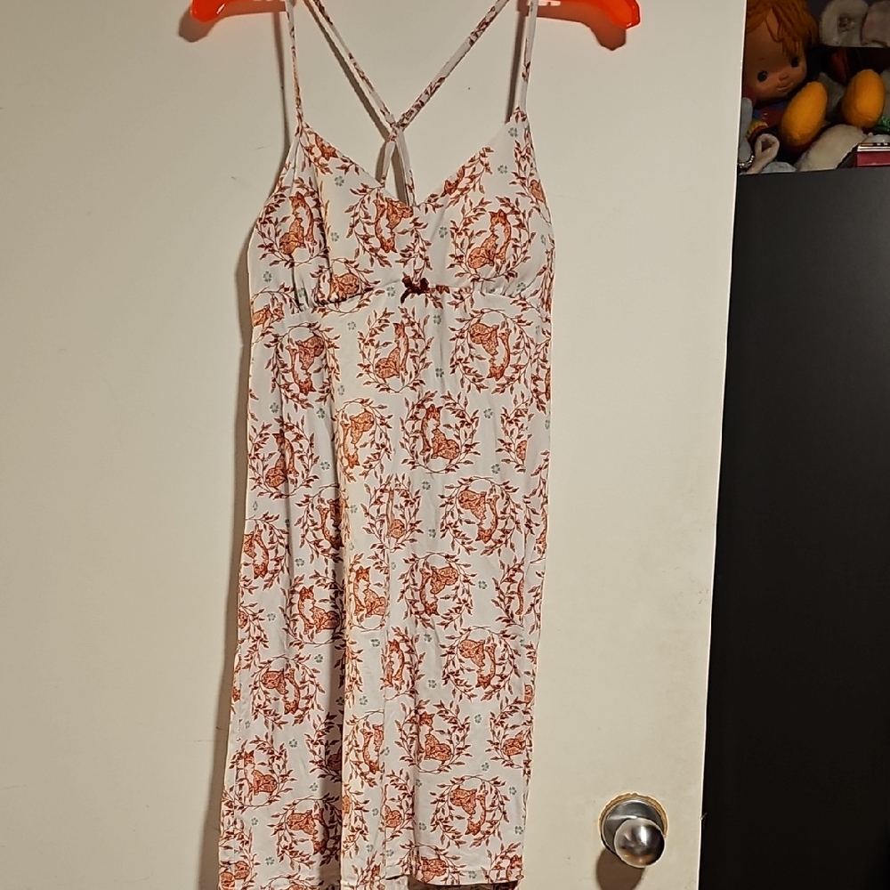La Vie En Rose White Nightgown with Orange Fox Design
